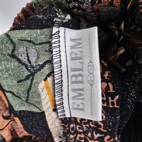 Vintage Emblem Black Abstract Print Pull On Pants Size S