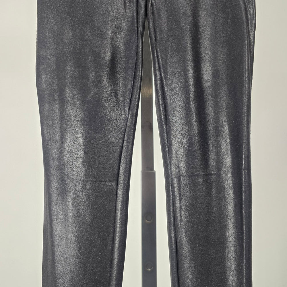 Spanx Women's Black Faux Leather High Rise Leggings Pull On Stretch XS Petite
