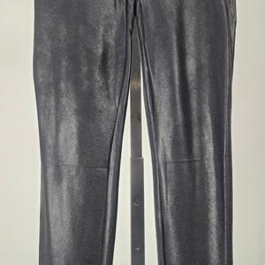 Spanx Women's Black Faux Leather High Rise Leggings Pull On Stretch XS Petite
