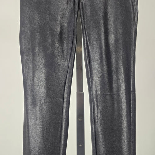 Spanx Women's Black Faux Leather High Rise Leggings Pull On Stretch XS Petite