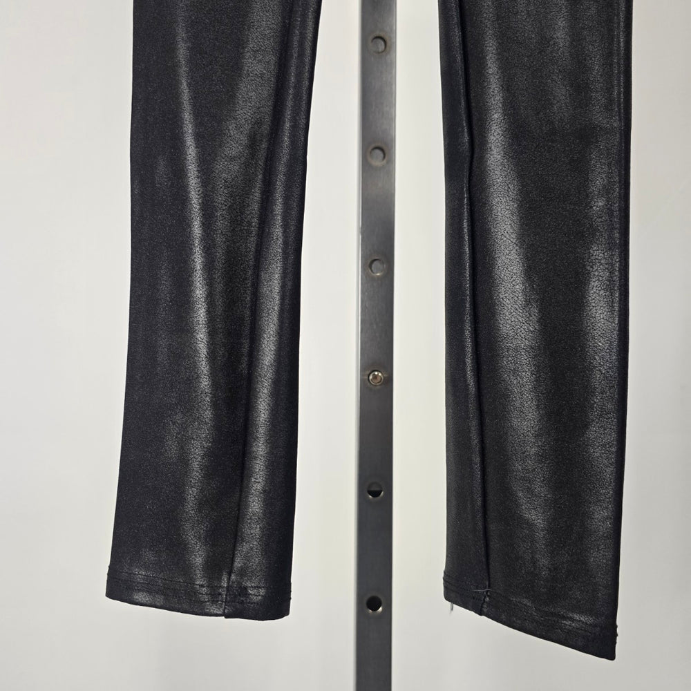 Spanx Women's Black Faux Leather High Rise Leggings Pull On Stretch XS Petite