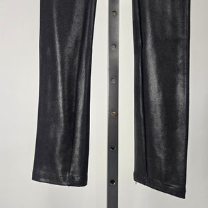 Spanx Women's Black Faux Leather High Rise Leggings Pull On Stretch XS Petite