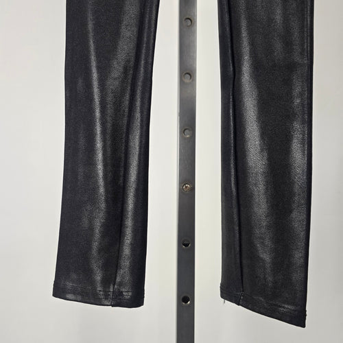 Spanx Women's Black Faux Leather High Rise Leggings Pull On Stretch XS Petite