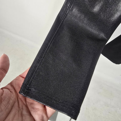 Spanx Women's Black Faux Leather High Rise Leggings Pull On Stretch XS Petite
