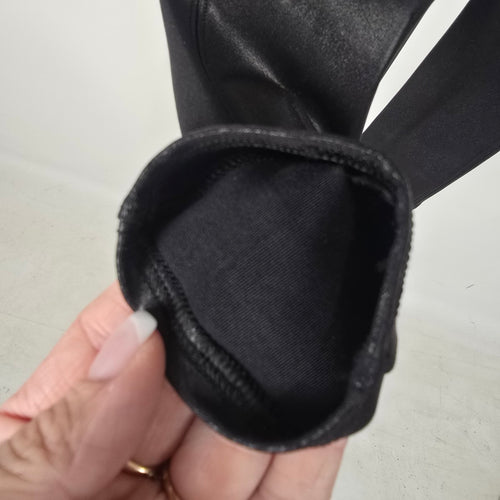 Spanx Women's Black Faux Leather High Rise Leggings Pull On Stretch XS Petite