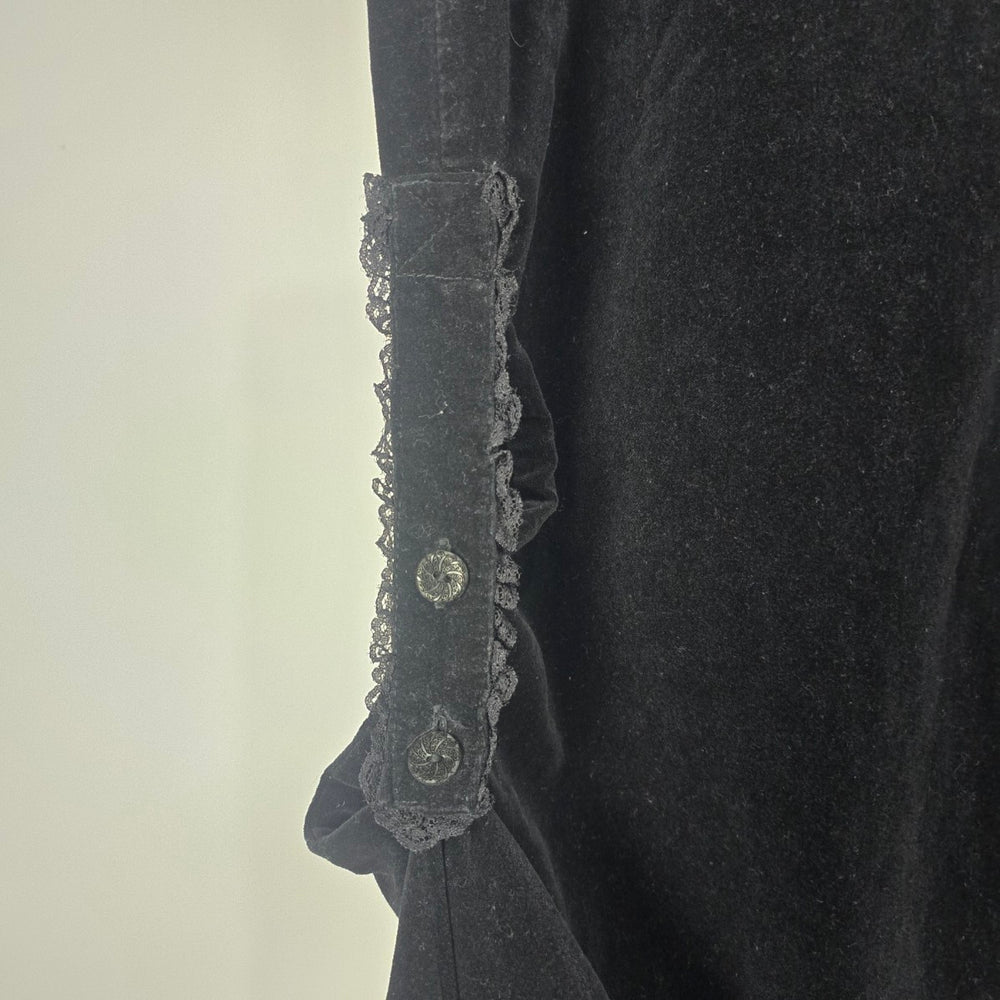 Lip Service Women's Black Velvet Gothic Mermaid Maxi Skirt Lace Trim Buckle Detail XS