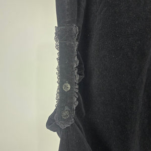Lip Service Women's Black Velvet Gothic Mermaid Maxi Skirt Lace Trim Buckle Detail XS