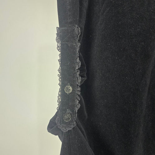 Lip Service Women's Black Velvet Gothic Mermaid Maxi Skirt Lace Trim Buckle Detail XS