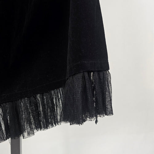 Lip Service Women's Black Velvet Gothic Mermaid Maxi Skirt Lace Trim Buckle Detail XS