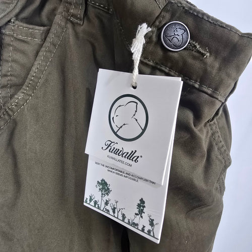 Kuwalla Tee Army Green Straight Cut Cargo Pants Stretch Cotton XS