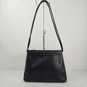 Derek Alexander Black Leather Shoulder Bag Zip Top Multi Pocket Purse