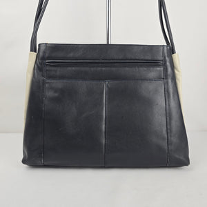 Derek Alexander Black Leather Shoulder Bag Zip Top Multi Pocket Purse