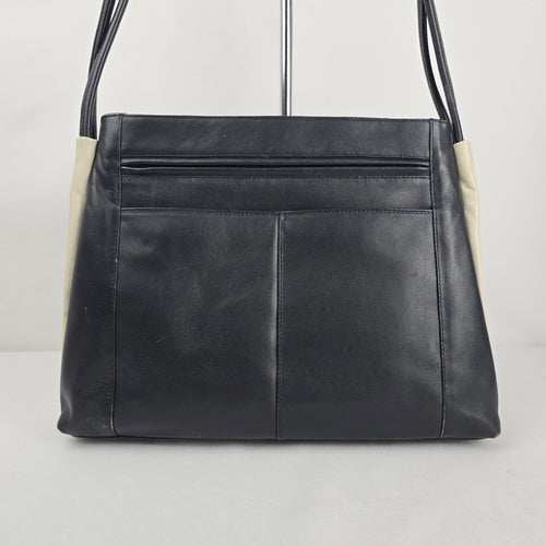 Derek Alexander Black Leather Shoulder Bag Zip Top Multi Pocket Purse