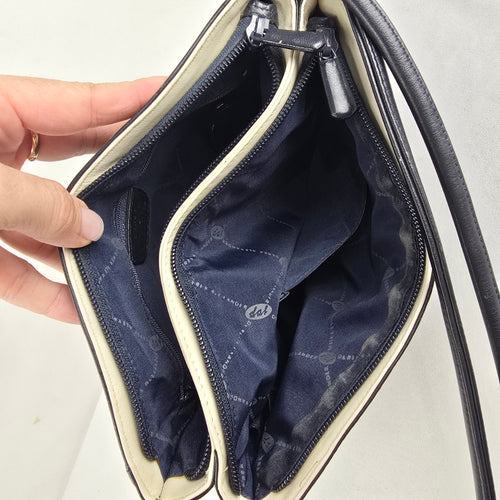 Derek Alexander Black Leather Shoulder Bag Zip Top Multi Pocket Purse