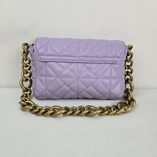 Zara Lilac Quilted Shoulder Bag Gold Chain Strap Flap Purse