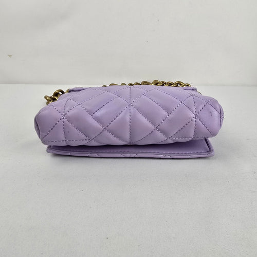Zara Lilac Quilted Shoulder Bag Gold Chain Strap Flap Purse