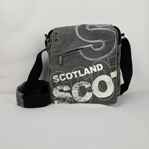 Robin Ruth Scotland Grey Canvas Messenger Crossbody Bag Graphic Print Adjustable Strap