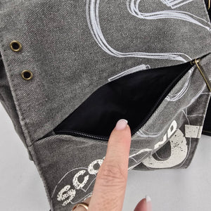 Robin Ruth Scotland Grey Canvas Messenger Crossbody Bag Graphic Print Adjustable Strap