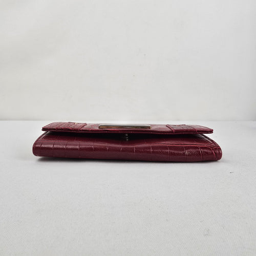 Anna Martina Franco Red Croc Embossed Clutch Wallet
