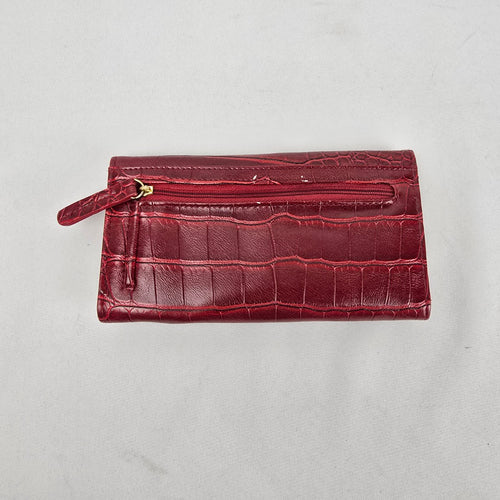 Anna Martina Franco Red Croc Embossed Clutch Wallet