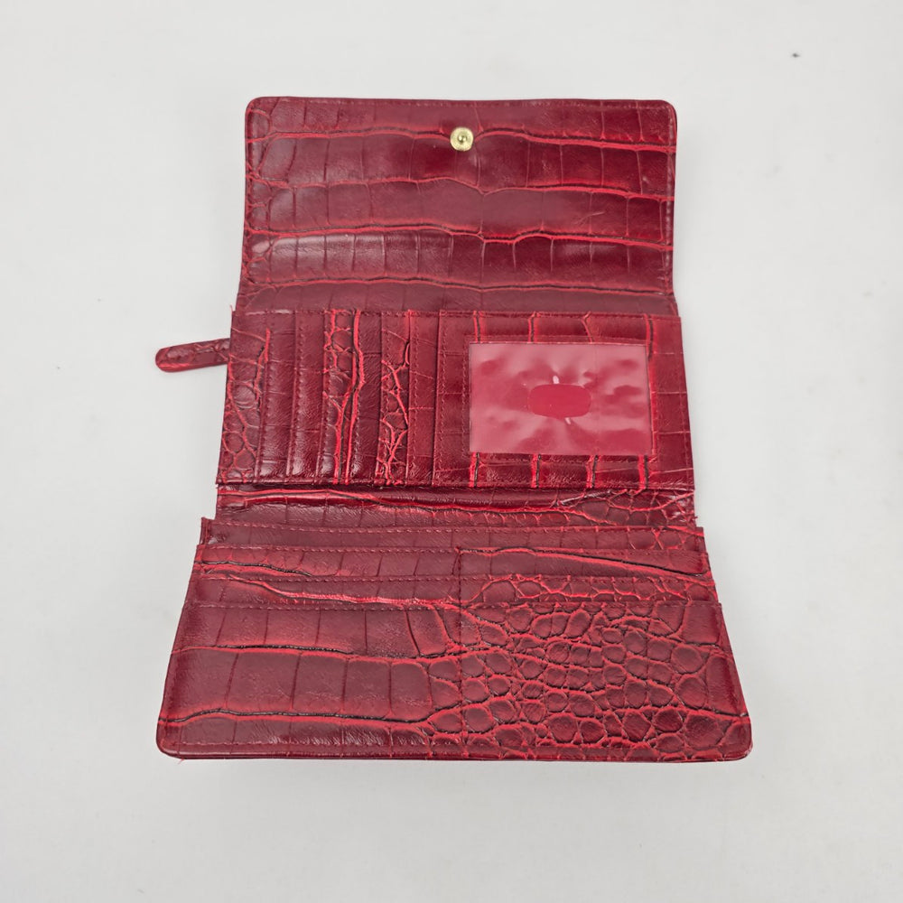 Anna Martina Franco Red Croc Embossed Clutch Wallet