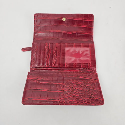 Anna Martina Franco Red Croc Embossed Clutch Wallet