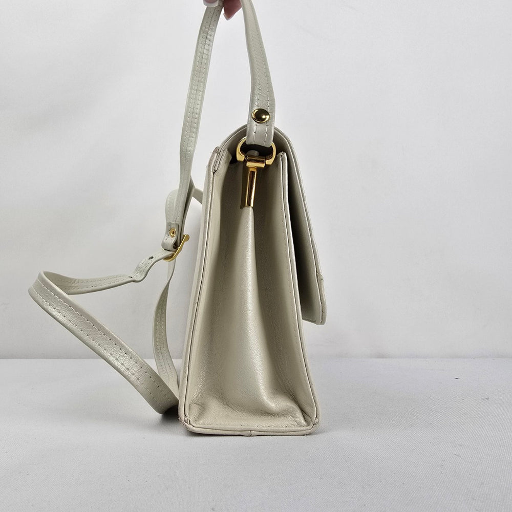 Vintage LECO Cream Leather Crossbody Purse Made in Canada