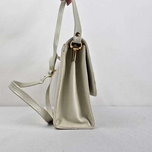 Vintage LECO Cream Leather Crossbody Purse Made in Canada