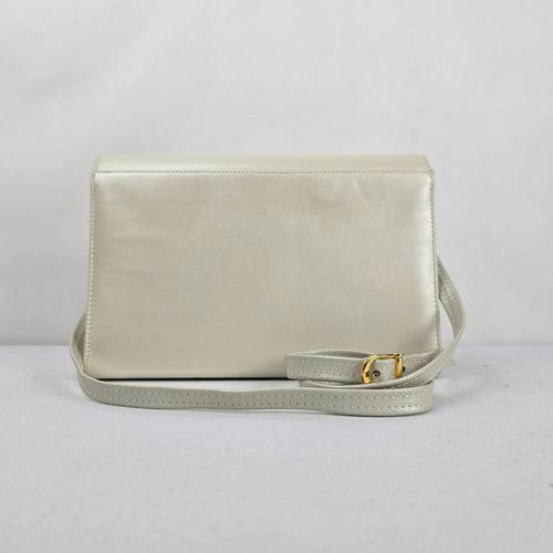 Vintage LECO Cream Leather Crossbody Purse Made in Canada