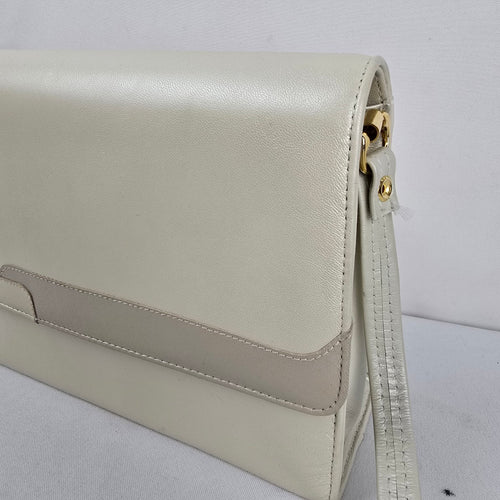 Vintage LECO Cream Leather Crossbody Purse Made in Canada