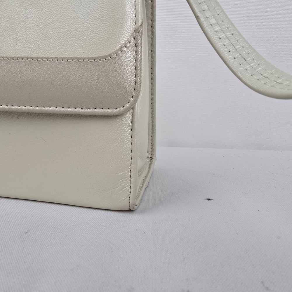 Vintage LECO Cream Leather Crossbody Purse Made in Canada