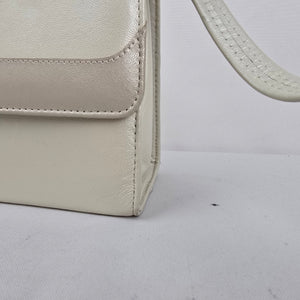 Vintage LECO Cream Leather Crossbody Purse Made in Canada