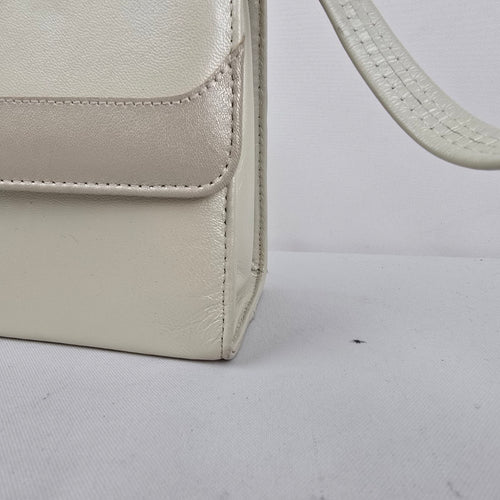Vintage LECO Cream Leather Crossbody Purse Made in Canada