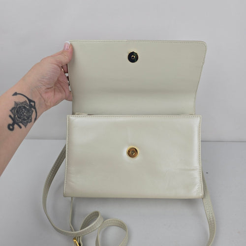 Vintage LECO Cream Leather Crossbody Purse Made in Canada