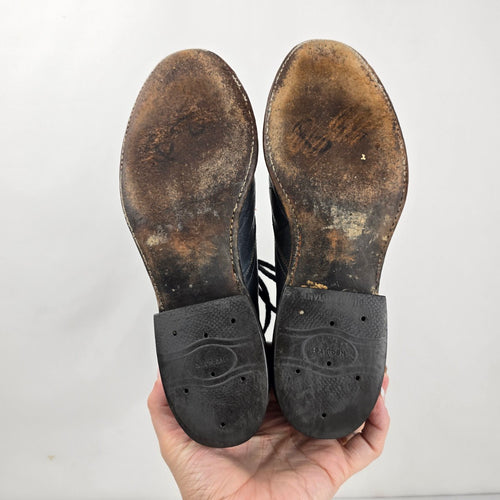 Vintage Hondo Boots Black Leather Lace Up Roper Western Boots Size 7