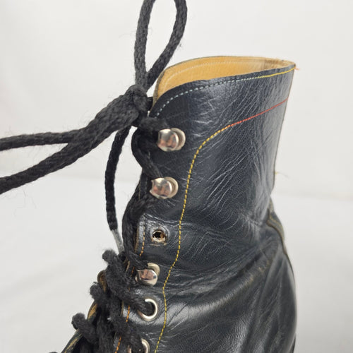 Vintage Hondo Boots Black Leather Lace Up Roper Western Boots Size 7