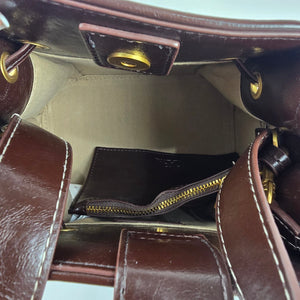 Zara Textured Mini Bucket Bag Canvas Brown Crossbody Top Handle