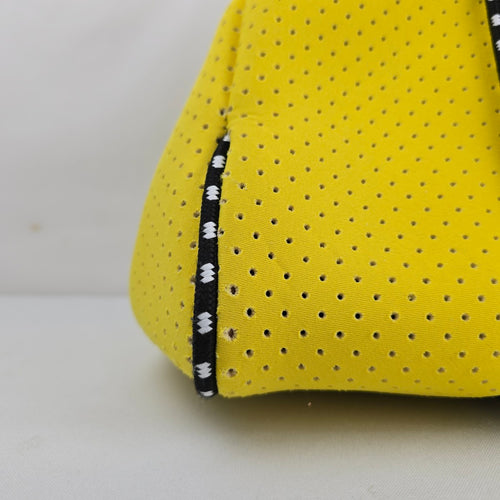 Yellow Perforated Neoprene Tote Bag with Zip Pouch Large Shoulder Handbag