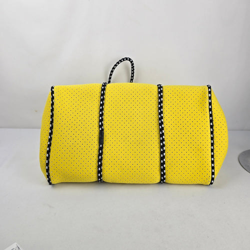 Yellow Perforated Neoprene Tote Bag with Zip Pouch Large Shoulder Handbag