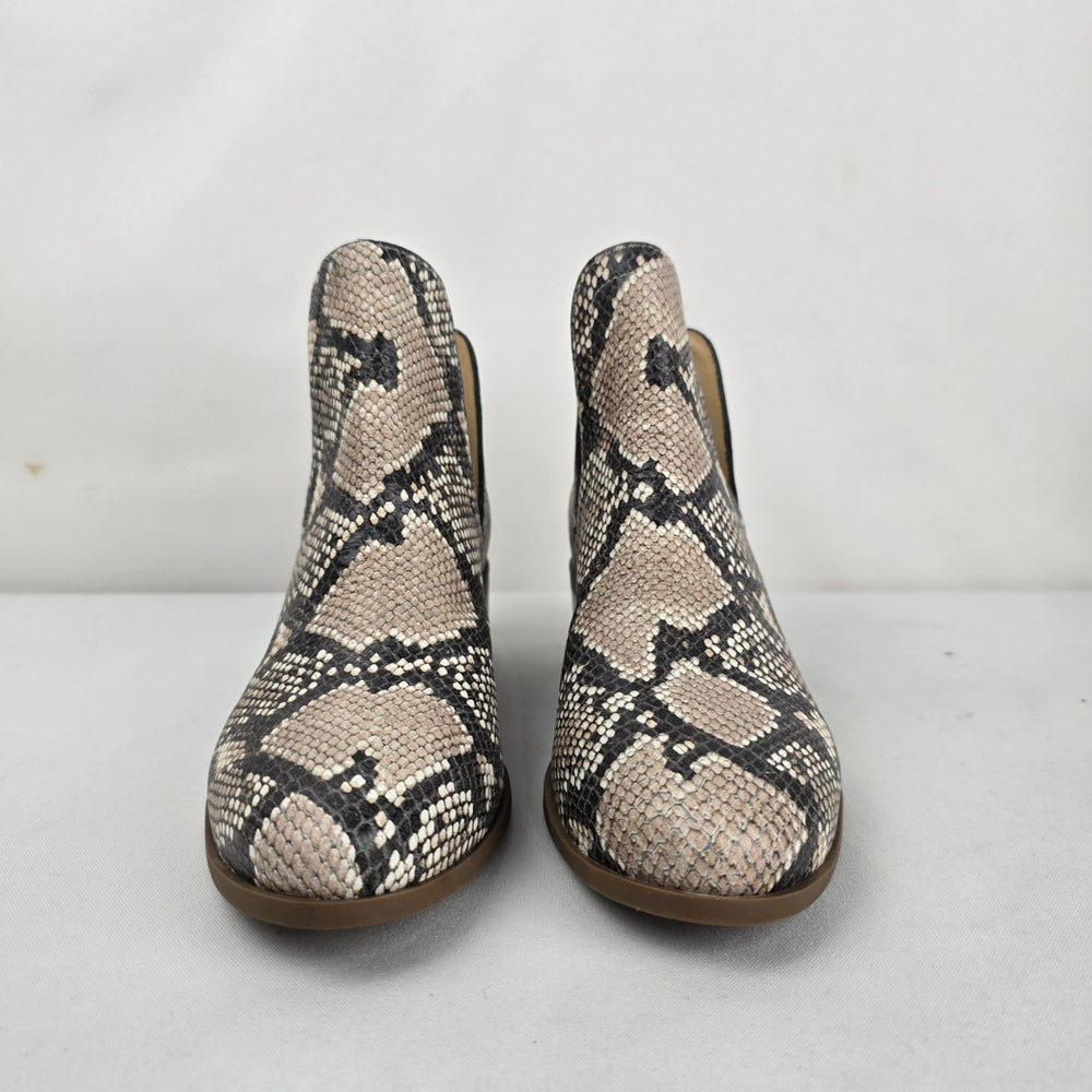 Coconuts by Matisse Beige Snake Print Ankle Boots Women's Size 6.5