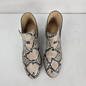 Coconuts by Matisse Beige Snake Print Ankle Boots Women's Size 6.5