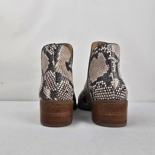 Coconuts by Matisse Beige Snake Print Ankle Boots Women's Size 6.5