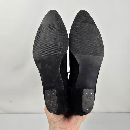 Vintage Current Attractions Black Suede Lace Up Victorian Boots Size 7.5