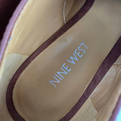 Nine West Brown Leather Double Monk Strap Loafers Dress Shoes Size 8.5