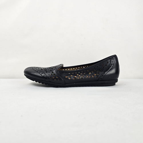 Cobb Hill Women's Black Leather Laser Cut Ballet Flats Slip Size 9