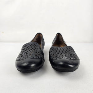 Cobb Hill Women's Black Leather Laser Cut Ballet Flats Slip Size 9