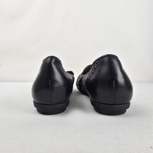Cobb Hill Women's Black Leather Laser Cut Ballet Flats Slip Size 9