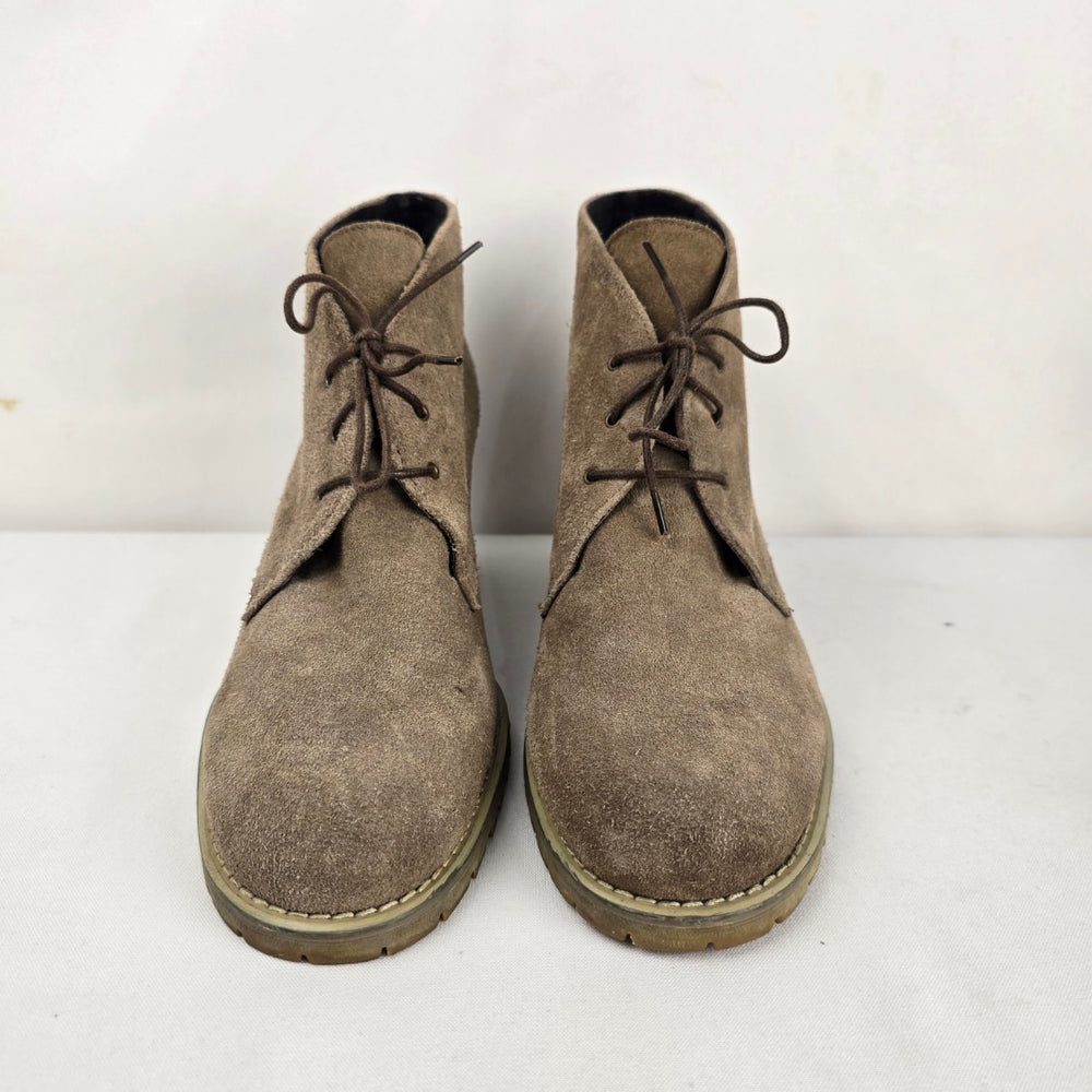 Town Shoes Women's Taupe Suede Lace-Up Ankle Boots Block Heel Size 12