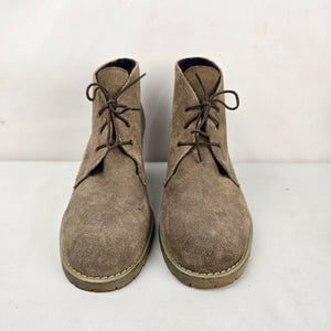 Town Shoes Women's Taupe Suede Lace-Up Ankle Boots Block Heel Size 12