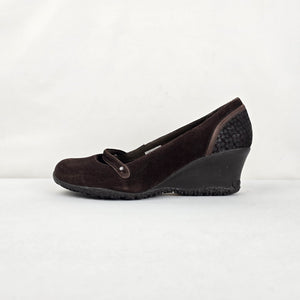 Merrell Petunia Brown Suede Mary Jane Wedge Shoes Y2K Size 8
